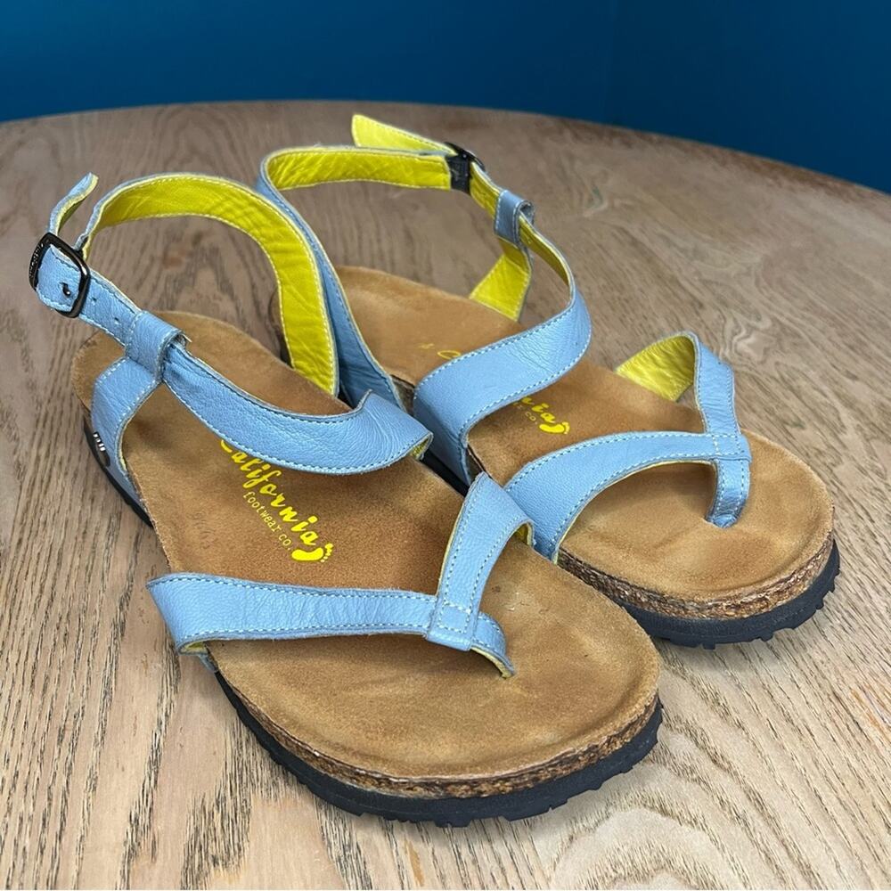 California Footwear Soft Footbed Strappy Sandals Blue Green Size 8